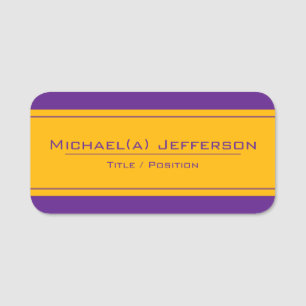 Energy Movement Elegant Purple Yellow Gold Name Tag