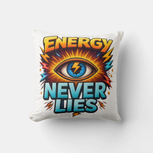 Energy Never Lies – Electric Eye Power Logo Design Throw Pillow