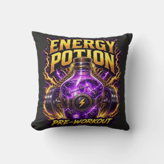 Energy Potion Pre-Workout Gaming Fitness Graphic Throw Pillow