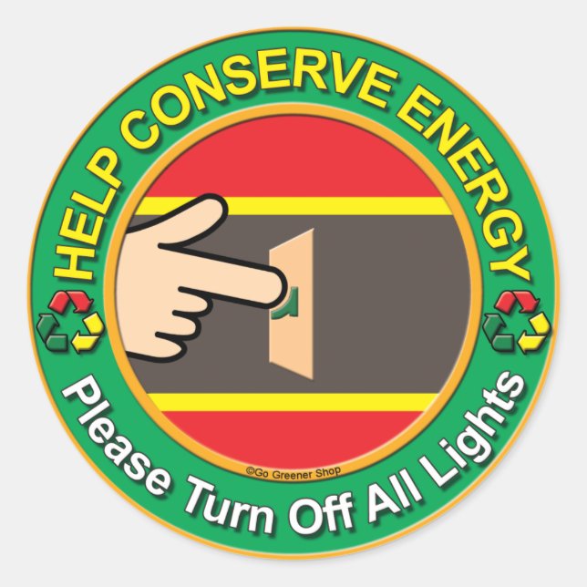 Energy Saving Classic Round Sticker (Front)
