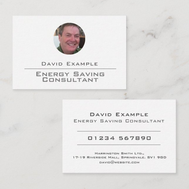 Energy Saving Consultant with Photo of Holder Business Card (Front/Back)