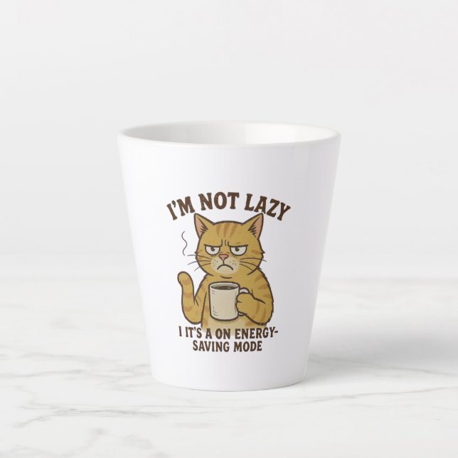 Energy-Saving Mode Cat Latte Mug (Front)
