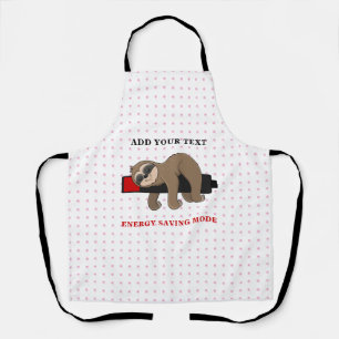 Energy Saving Mode Funny Sloth Personalized Apron
