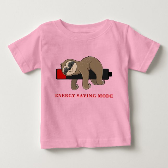 Energy Saving Mode | Funny Sloth Template  Baby T-Shirt (Front)