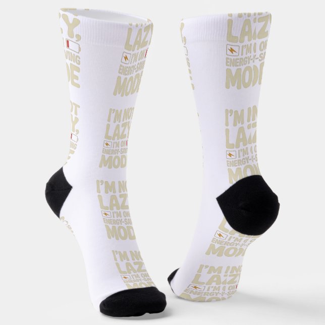 Energy Saving Mode Funny Socks (Angled)