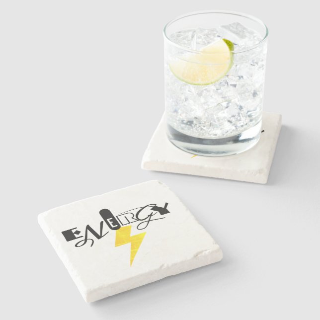 Energy Thunder Sign Power Stone Coaster (Side)