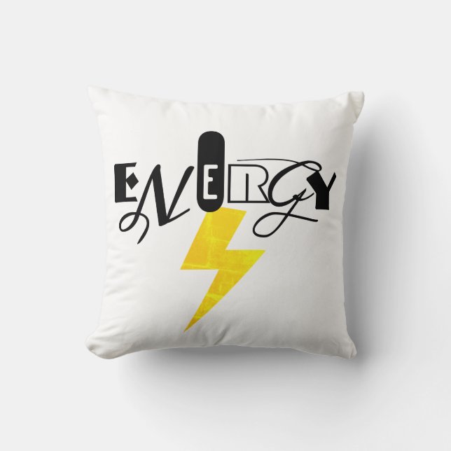 Energy Thunder Sign Power Throw Pillow (Front)