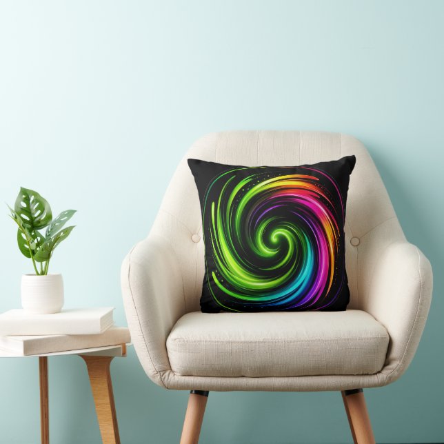 Energy Vortex Rainbow Motion Throw Pillow (Chair)