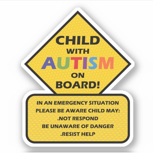 ENFANT AVEC AUTISME SUR Sticker À BORD (Devant)