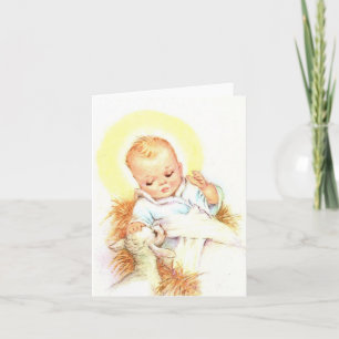 Enfant Christ vintage avec agneau Carte de Noël