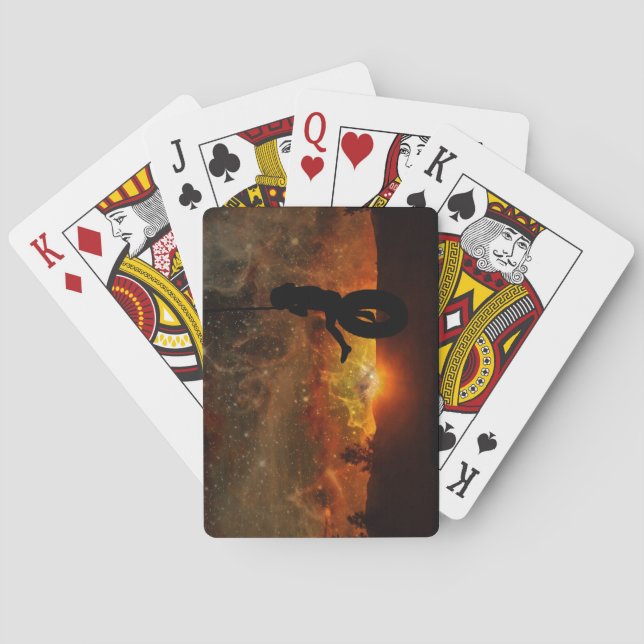 Enfant Dans Pneu À Chauffer Cartes De Jeu (dos)