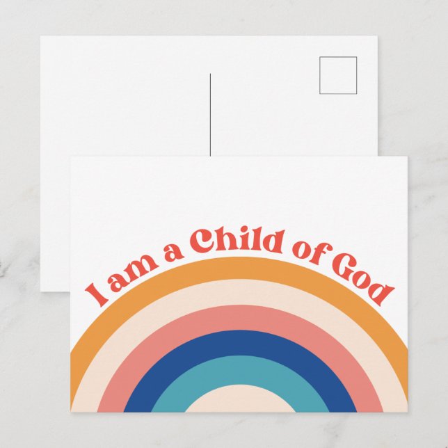 Enfant de Dieu Carte Postale Arc-en-ciel Mignon  (Devant / Derrière)