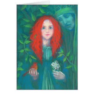 Enfant de la forêt, fille aux cheveux rouges, tein