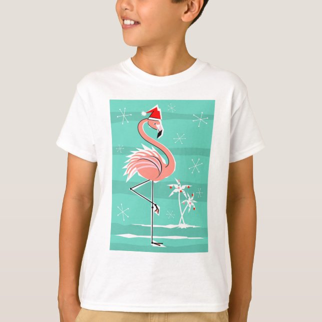 Enfant de T-shirt de rayure de Flamant rose de (Devant)