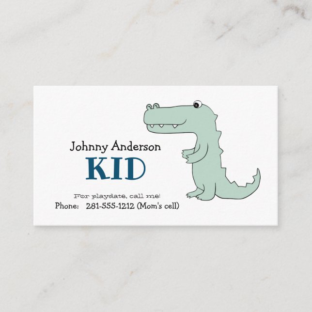 Enfant Dinosaur Carte de visite Pour Garçon Playda (Devant)