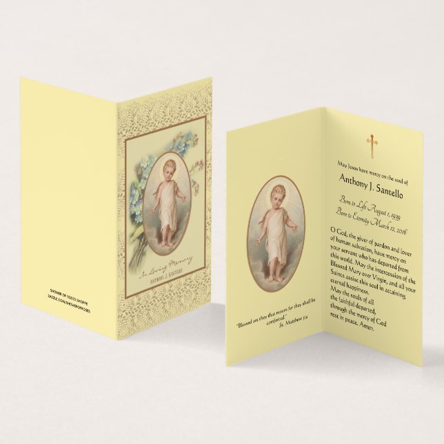 Enfant Jésus Floral Funérailles Memorial Cartes sa (Intérieur et extérieur)