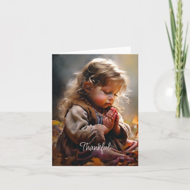 Enfant priant carte de Thanksgiving vierge (Devant)