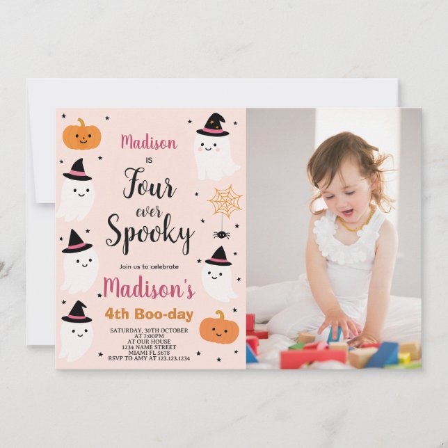 Enfant quatre enfants Halloween Invitation d'anniv (Devant)