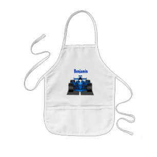Enfant Tablier bleu de chemise de voiture de course