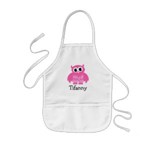 Enfant Tablier rose mignon de hibou pour le nom des