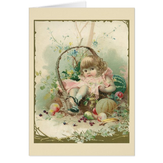 Enfant victorien vintage, Panier de fruits de prin (Devant)