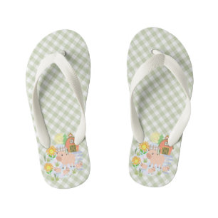 Enfants Agritourisme Cochon Buffalo Plaid. Les tongs de l'
