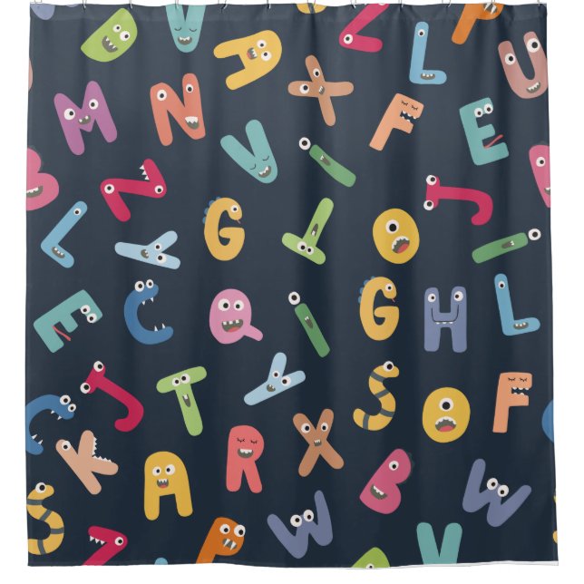 Enfants amusant coloré Alphabet Douche rideau (Devant)