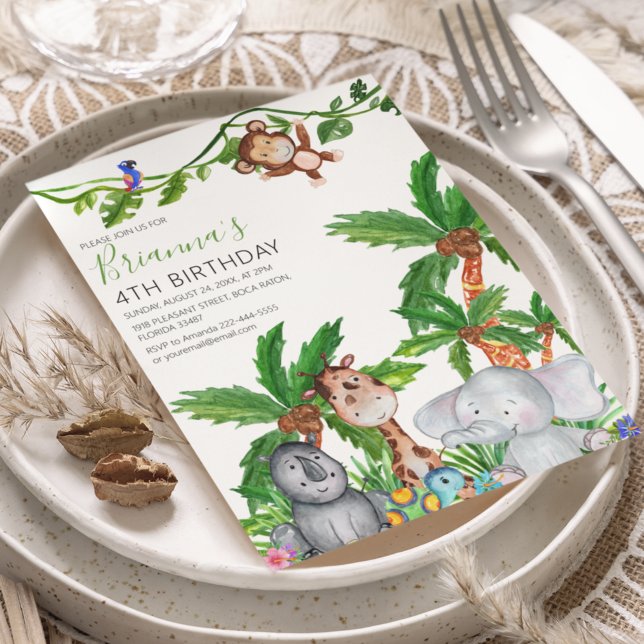 Enfants Animal Safari Anniversaire Fête Invitation (Créateur téléchargé)