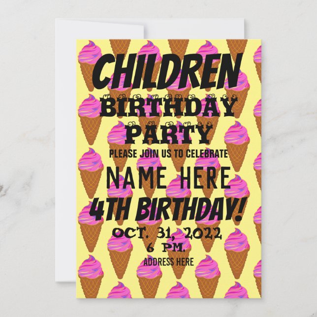 ENFANTS ANNIVERSAIRE FÊTE INVITATION (Devant)