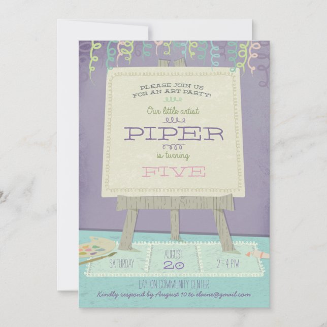 Enfants Art Anniversaire Fête Invitation (Devant)