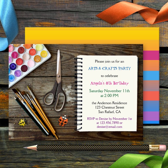 Enfants Art et Artisanat Invitation de fête d'anni (Créateur téléchargé)