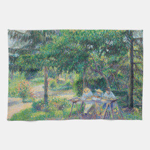 Enfants attablés dans le jardin Camille Pissarro   Kitchen Towel