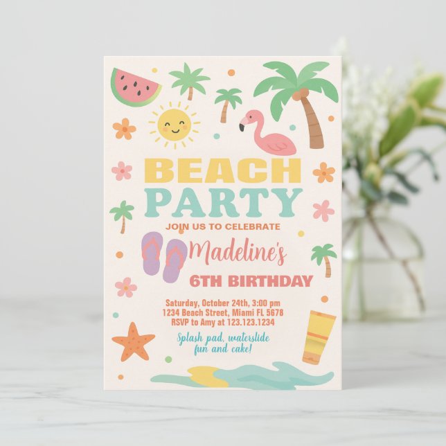 Enfants Beach Bash Anniversaire Invitation & Décor (Debout devant)