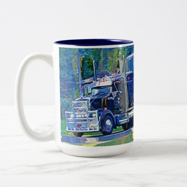 Enfants Big Rig Camion de fret Boire Mug (Gauche)