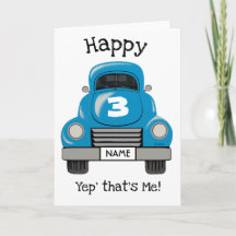 Enfants Camion bleu Nom personnalisé, Carte d'anni