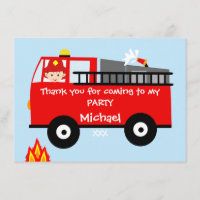Enfants Camion d'incendie Carte de remerciements d