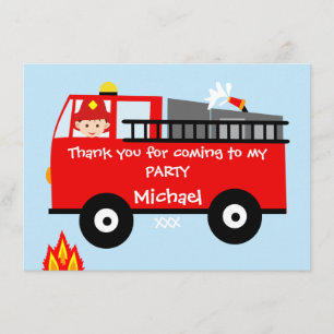 Enfants Camion d'incendie Carte de remerciements d