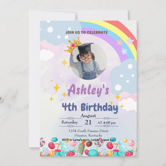 Enfants Candy Land Anniversaire Invitation (Devant)