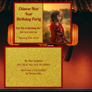 Enfants Chinois Nouvel An Carte d'Invitation Anniv