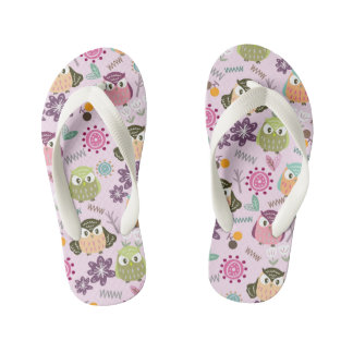 Enfants Chouette Rose. Les tongs de l'enfant