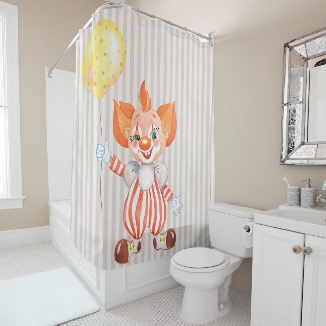 Enfants Clown avec rideau de douche à cheveux oran (En situation)