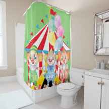 Enfants Clowns Sur Rideau De Douche Verte