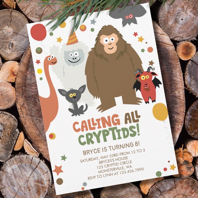 Enfants Cryptid Invitation d'anniversaire (Kids Cryptid Birthday Invitation)