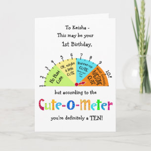 Enfants Cute-O-Meter Funny 1er Anniversaire Carte 