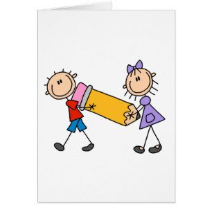 Enfants de bâton avec le crayon