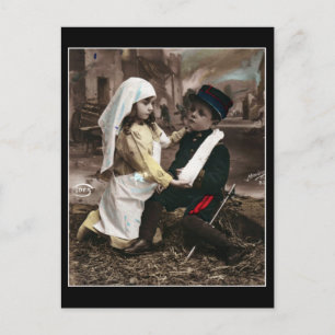 Enfants de la guerre - Carte postale française vin