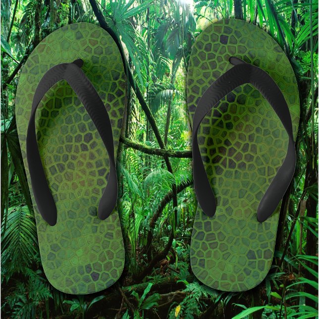 Enfants Dinosaure Vert Cacher la paire de tongs (Green Dinosaur Hide Kids Flip Flops)