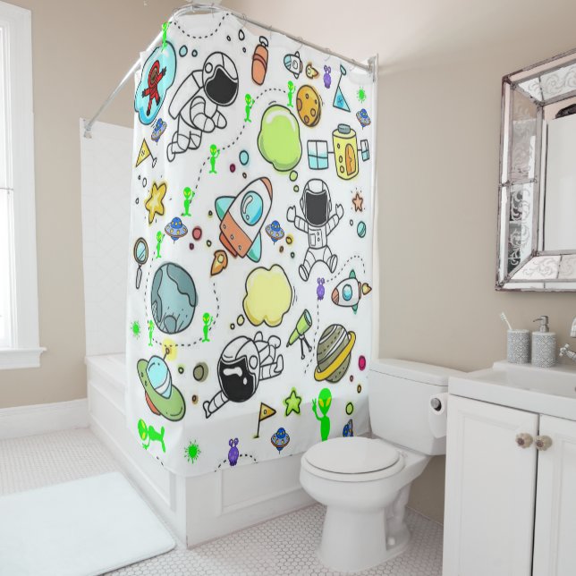 Enfants Douche rideau Astronautes Espace Aliens (En situation)