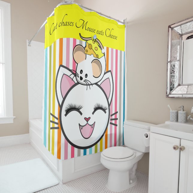 Enfants Douche rideau Chat Souris Fromage (En situation)