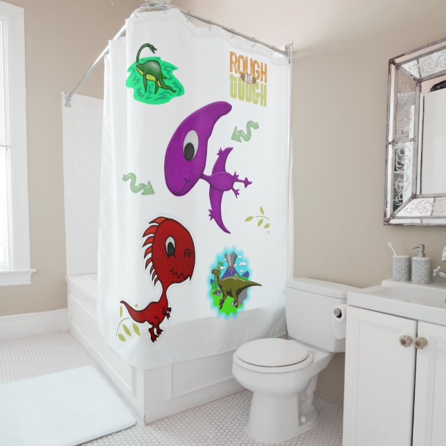 Enfants Douche rideau Dinosaure coloré (En situation)